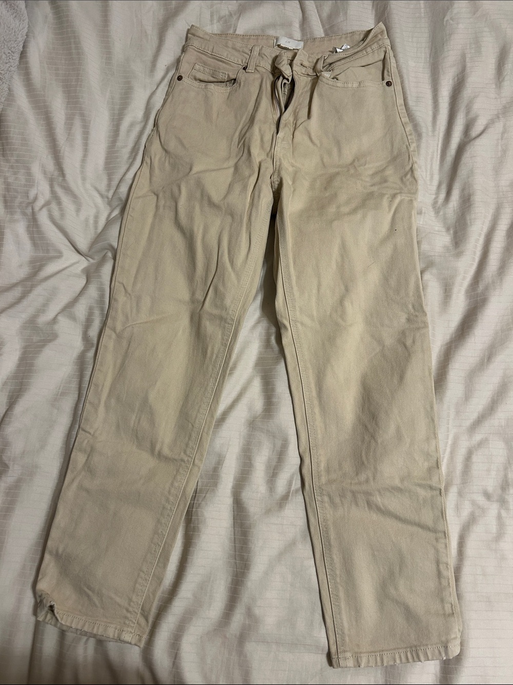 H&M Women's Beige Straight-Leg Pants